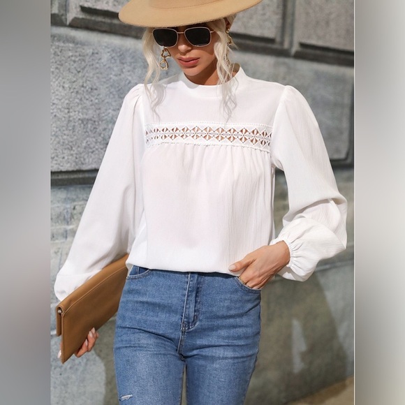 Round Neck Puff Sleeve Blouse - Picture 4 of 5
